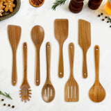 9 Pack Wooden Spoons Non Toxic Cooking Utensil Set with Utensils Holder