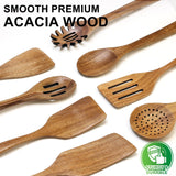9 Pack Wooden Spoons Non Toxic Cooking Utensil Set with Utensils Holder