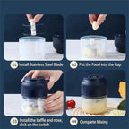 250Ml Mini Wireless USB Rechargeable Electric Vegetable Chopper Garlic Crusher Food Chopper for Kitchen Gadgets for Garlic